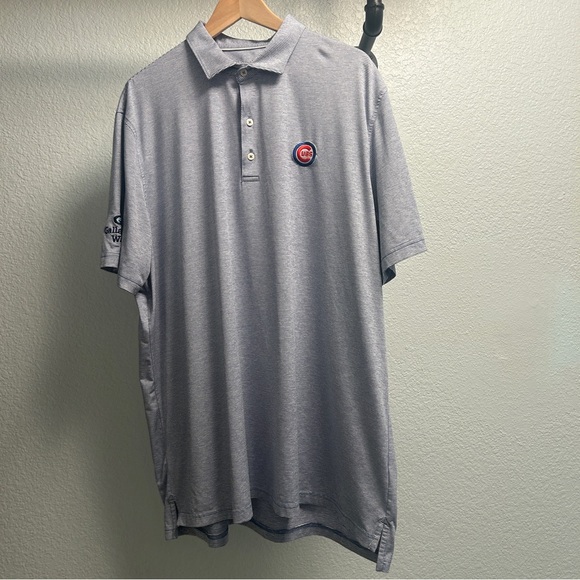 Johnnie-O Athletic Cubs Polo Shirt Men’s size XXL Blue pinstriped MLB Baseball - Picture 1 of 5